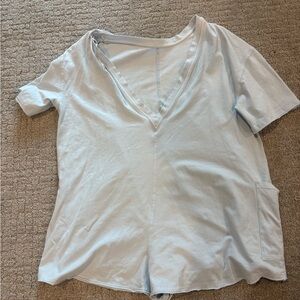 Free People Light Blue V-Neck Romper